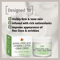 Neck area visual with Reviva Labs DMAE Cream suggests lifting and toning</
