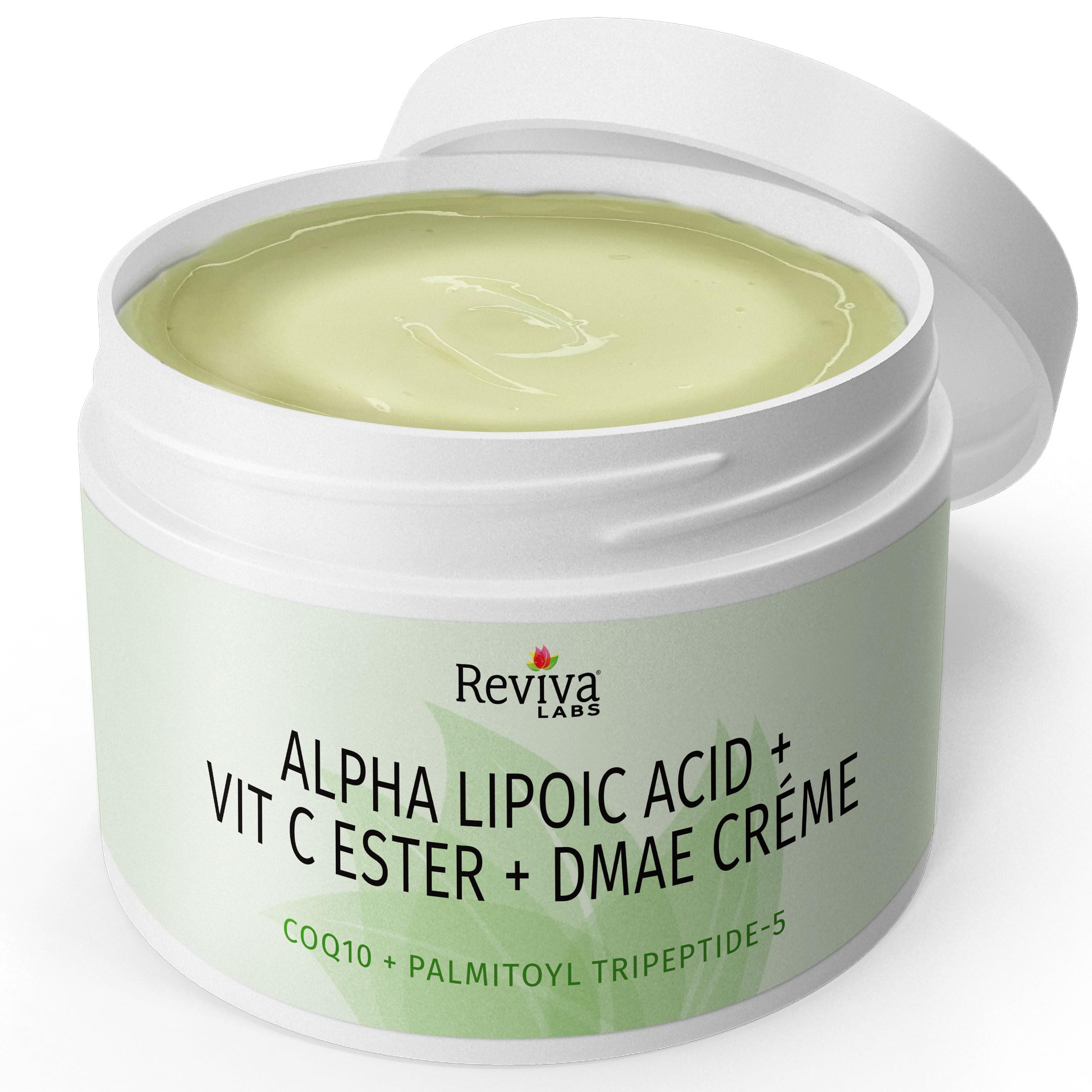 Texture closeup of Reviva Labs DMAE Cream hints smoothing and hydration