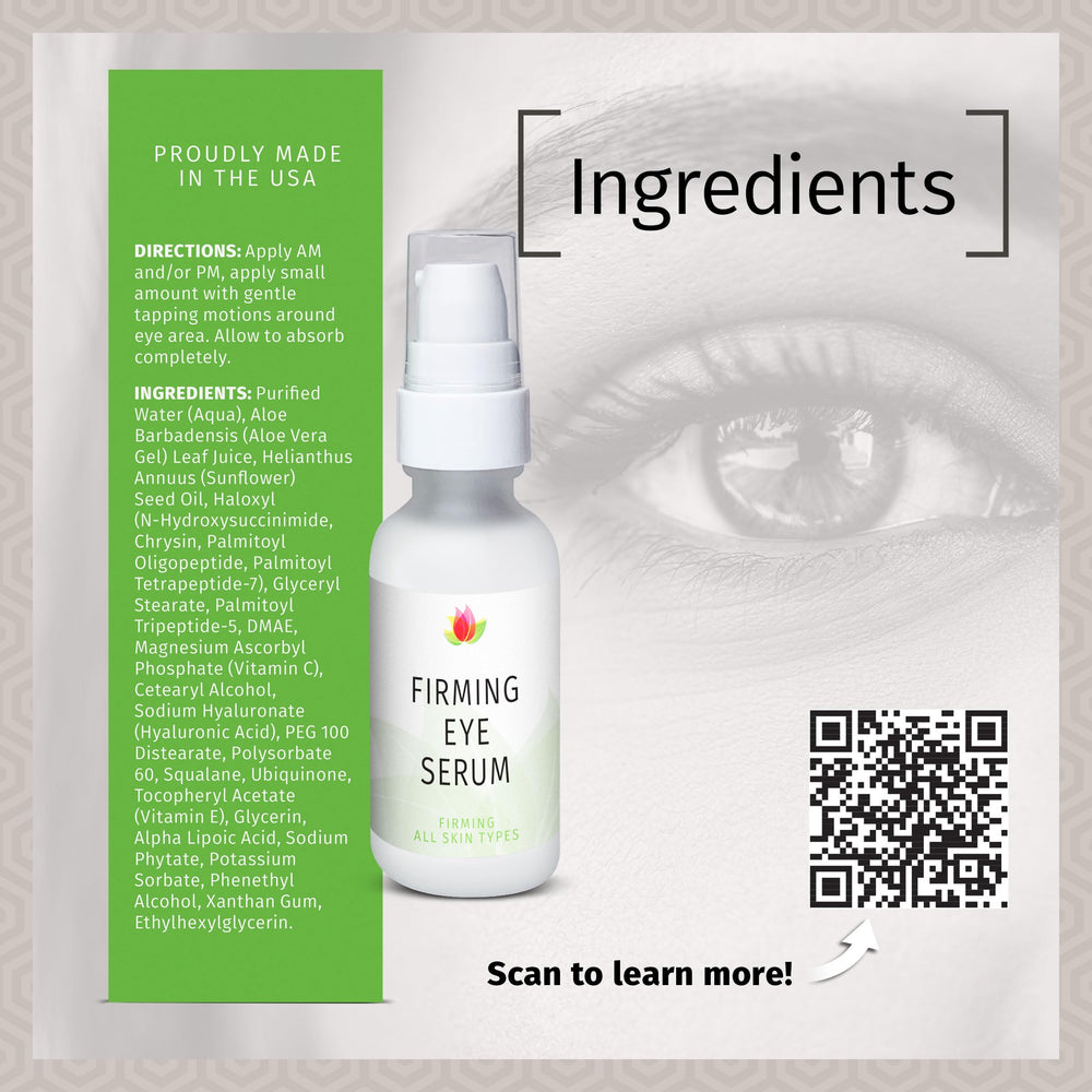 DMAE and peptides illustration highlighting firming of the eye area.