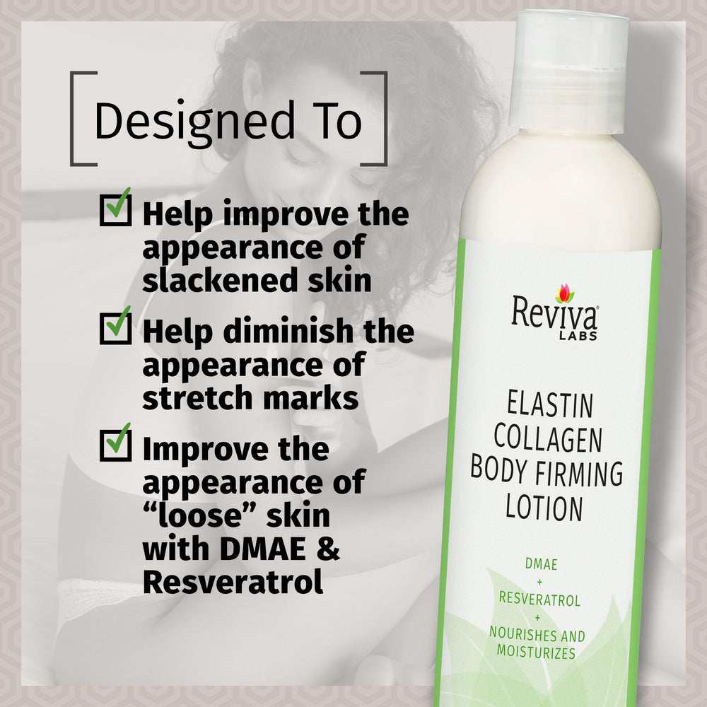 Close-up of lotion texture from Reviva Labs Elastin & Collagen Lotion for smooth absorption.