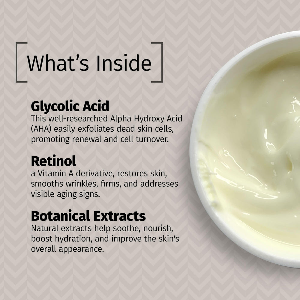 Skin glow after using Reviva Labs Glycolic Acid Creme.