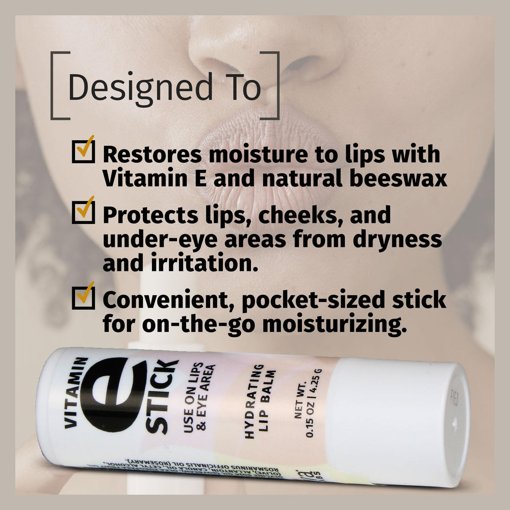 Reviva Labs Vitamin E Stick blends beeswax and shea butter for lasting moisture