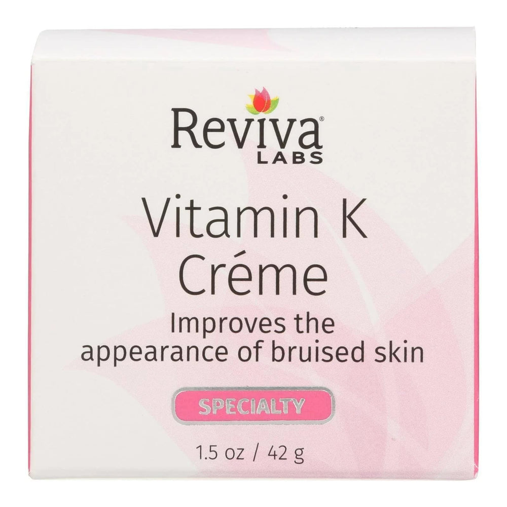 Reviva Labs Vitamin K Cream bottle focused on bruises and redness support.