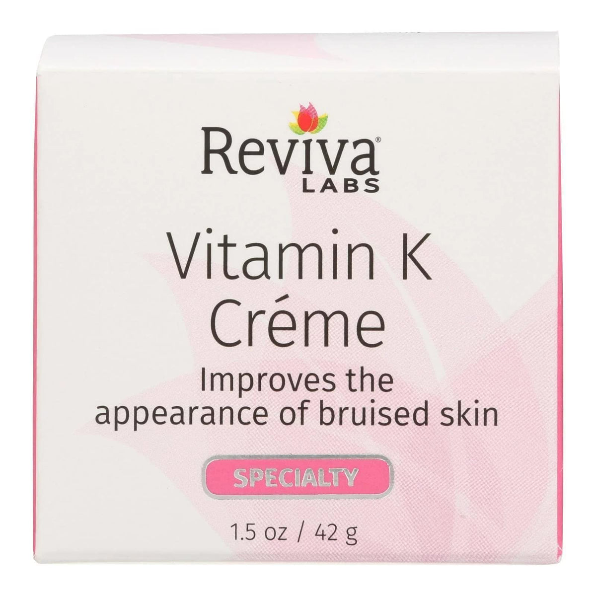 Reviva Labs Vitamin K Cream bottle focused on bruises and redness support.