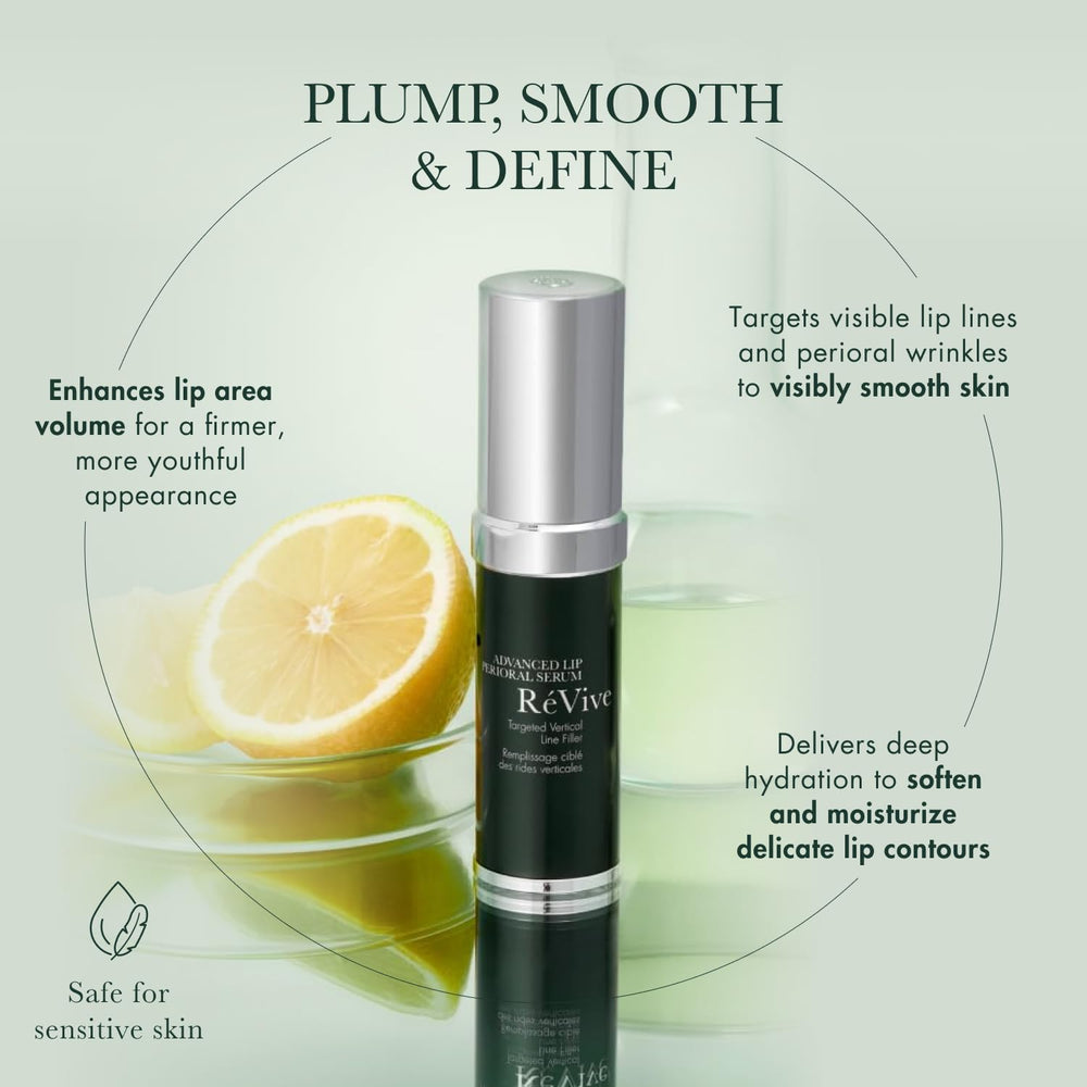 Close-up of hyaluronic acid in RéVive serum for plumper, hydrated lips.