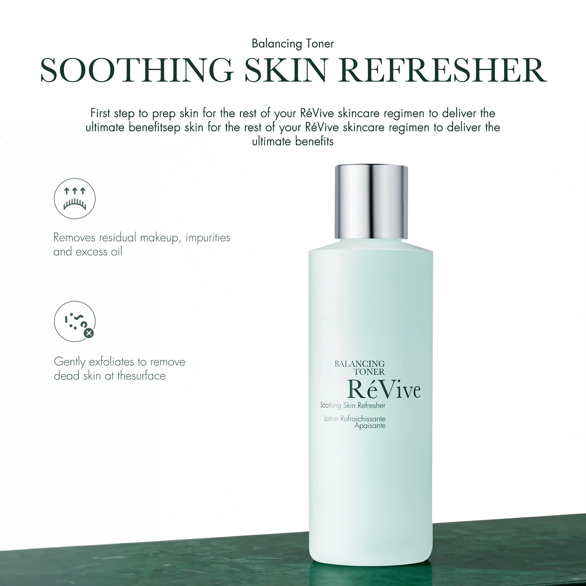 Chamomile extract close-up in RéVive Balancing Toner, soothing hydration.