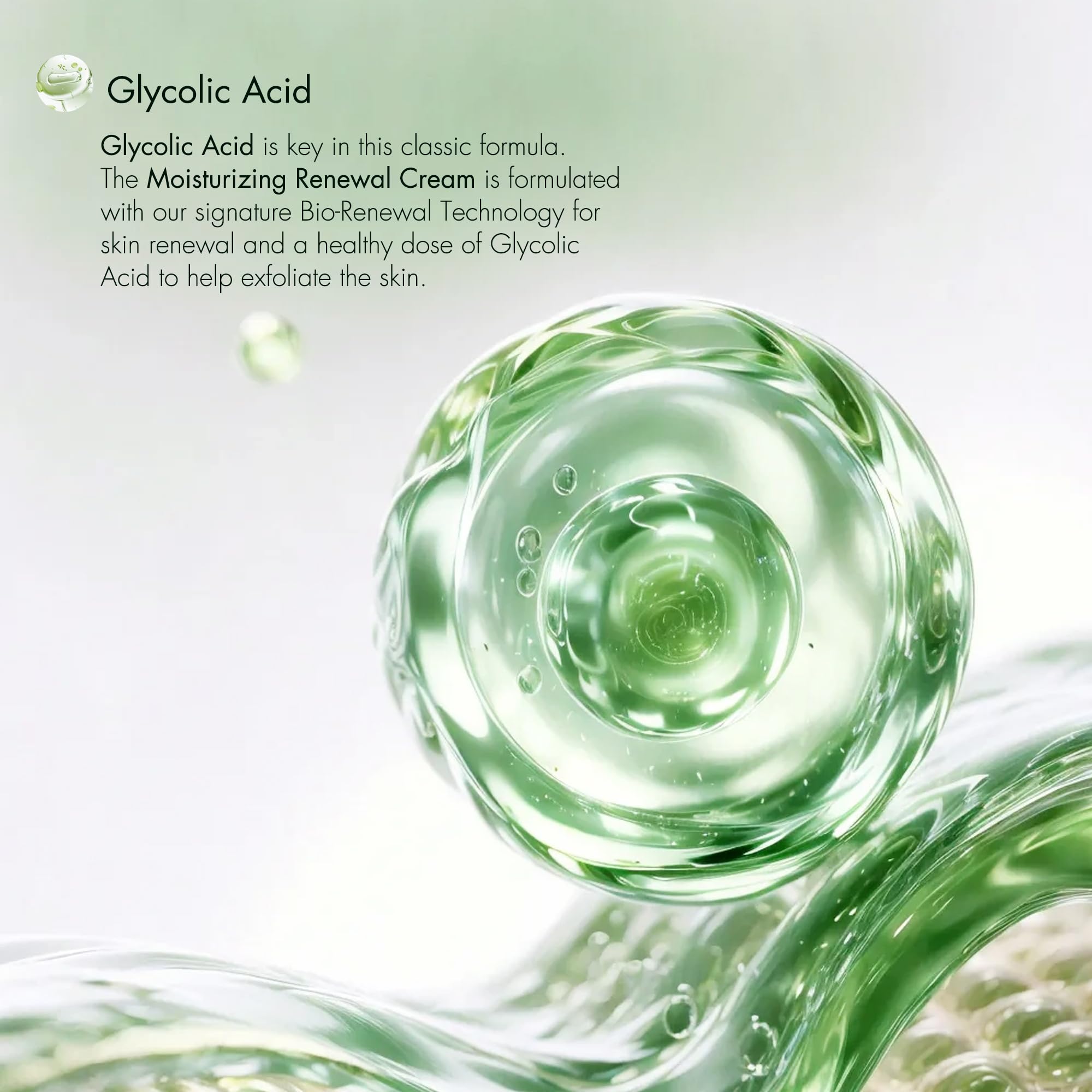 Glycolic acid exfoliation action implying texture refinement overnight