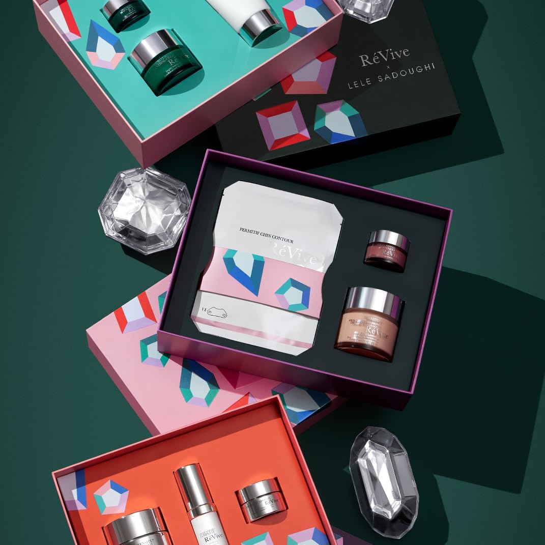 RéVive Intensité gift set lifestyle image shows a premium skincare routine.