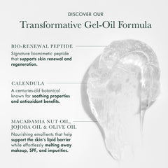 RéVive Melting Face Cleanser on dry skin application shows gel-to-oil transformation.