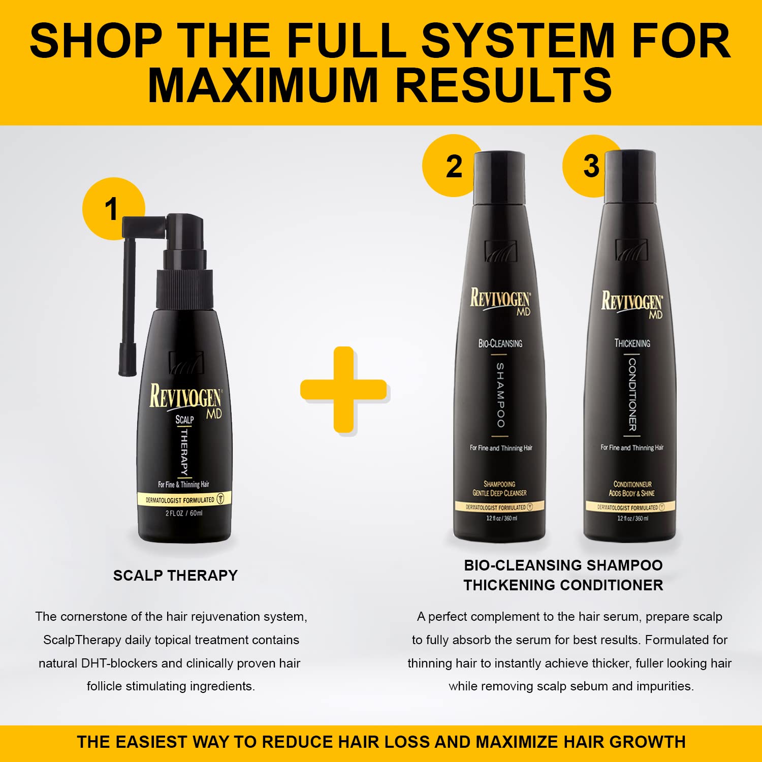 Revivogen MD Bio-Cleansing Shampoo color-safe formula shows treated-hair compatibility