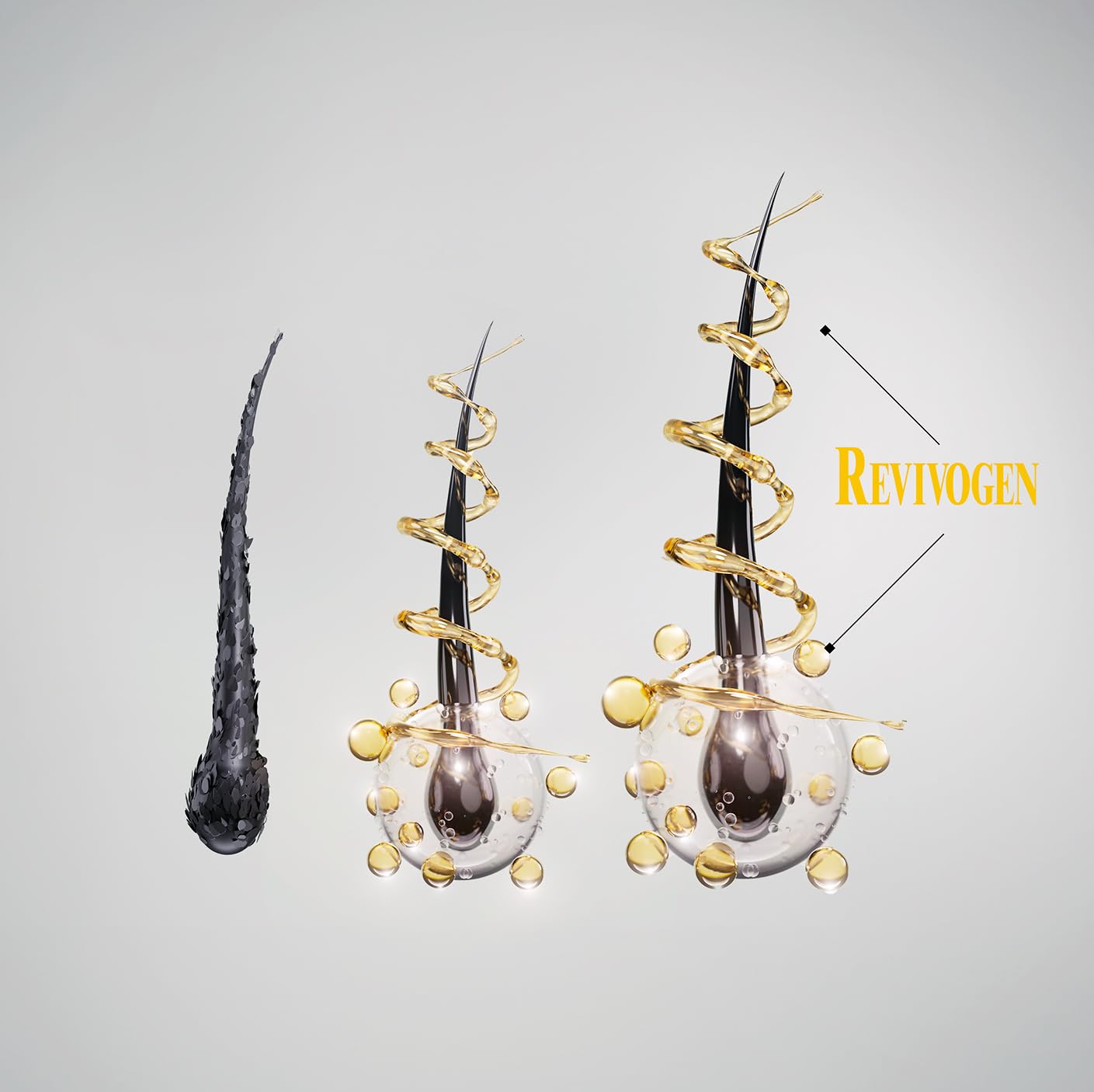 Revivogen MD hair health lifestyle shot featuring thicker-looking strands