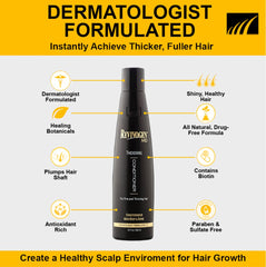Revivogen MD bottle with natural ingredients highlighted for scalp care.