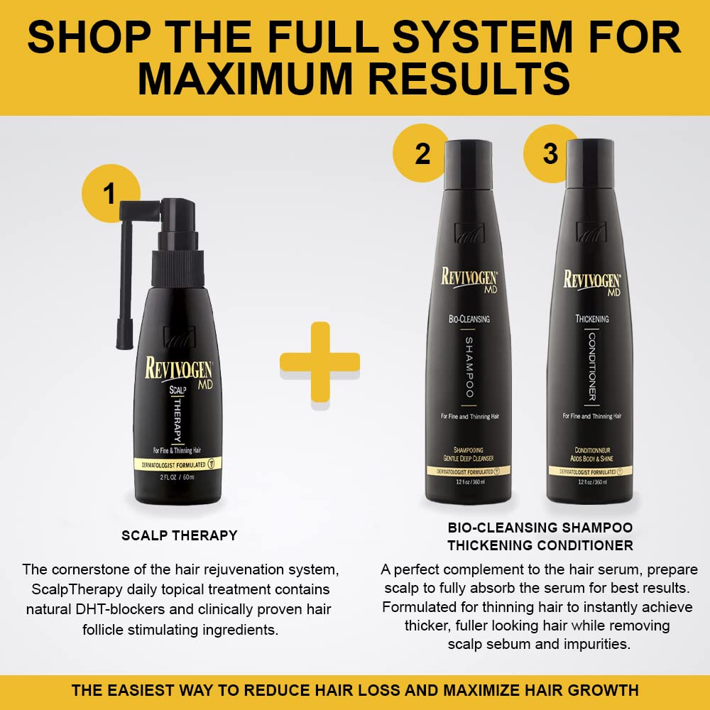 Revivogen MD scalp-care application demonstrating gentle daily routine