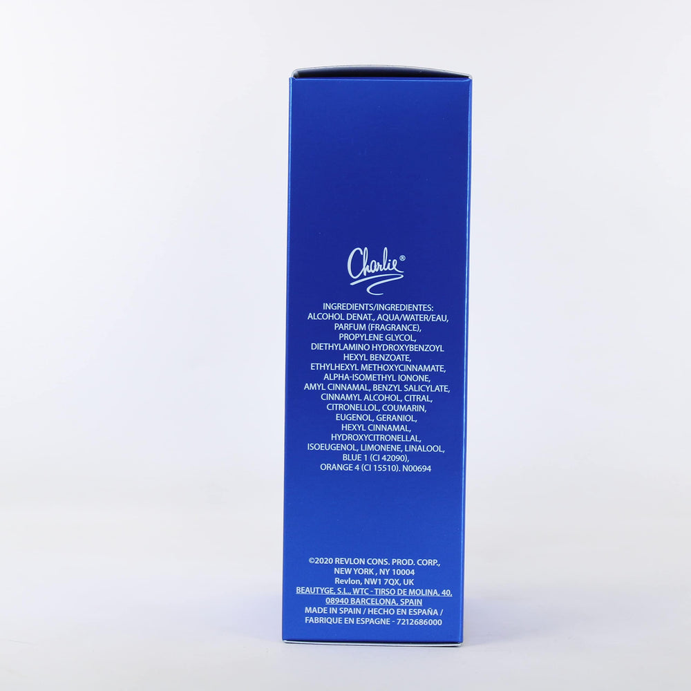 REVLON Charlie Blue spray mist highlighting a balanced aroma