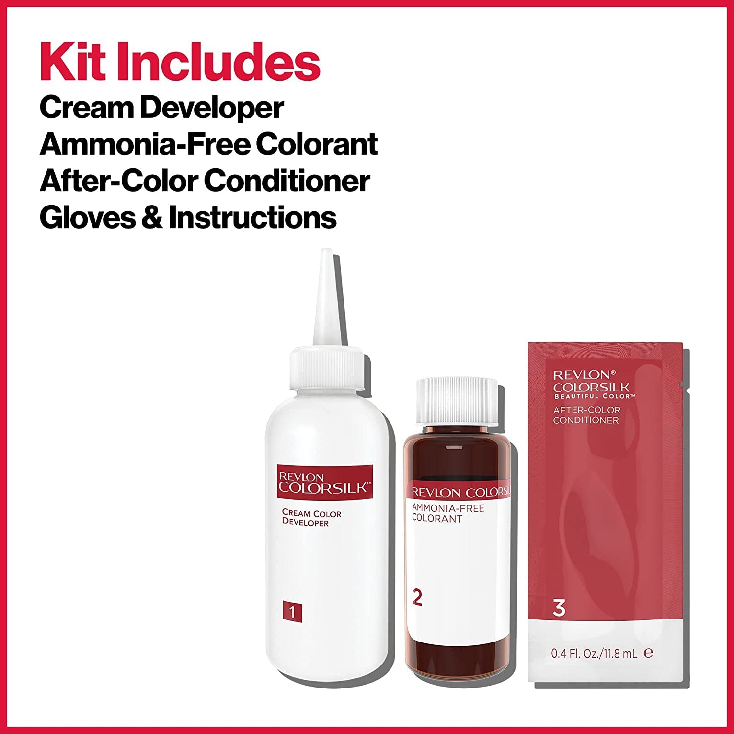 Revlon Colorsilk color dye cream bottle for consistent application.