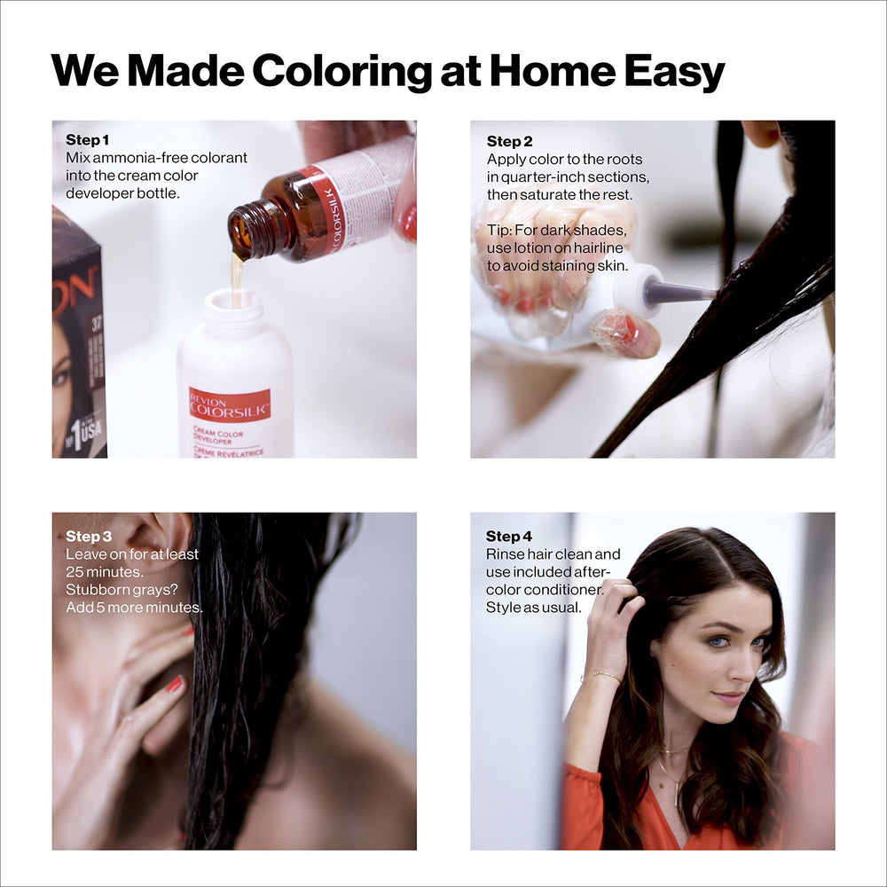 Revlon Colorsilk conditioner bottle to nourish hair after coloring.