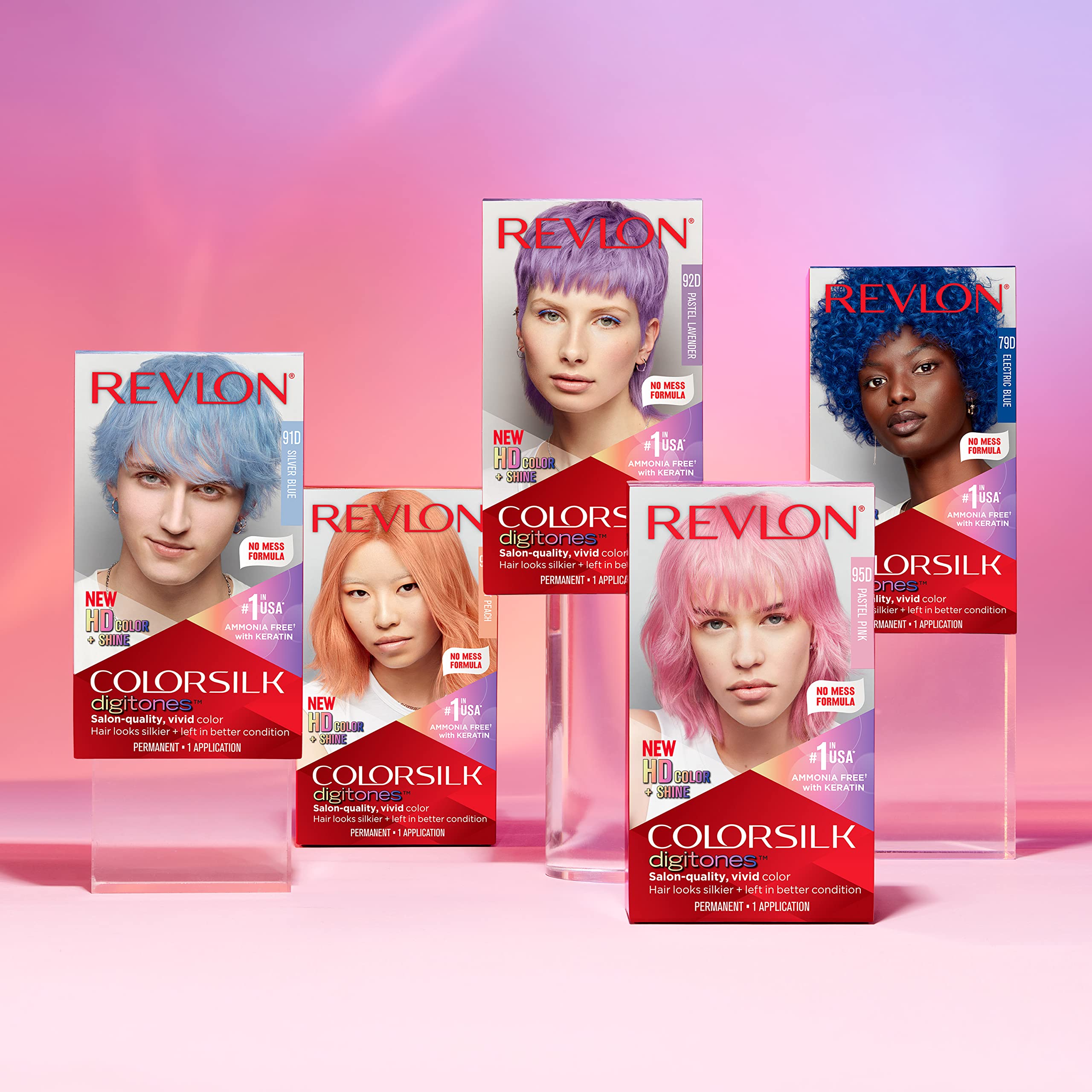 REVLON ColorSilk Digitones five vivid shades available in this line.