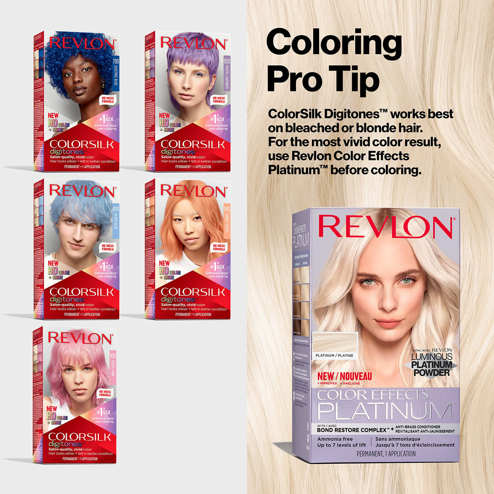 REVLON ColorSilk Digitones vivid pigments deliver bright pastel lavender shade.