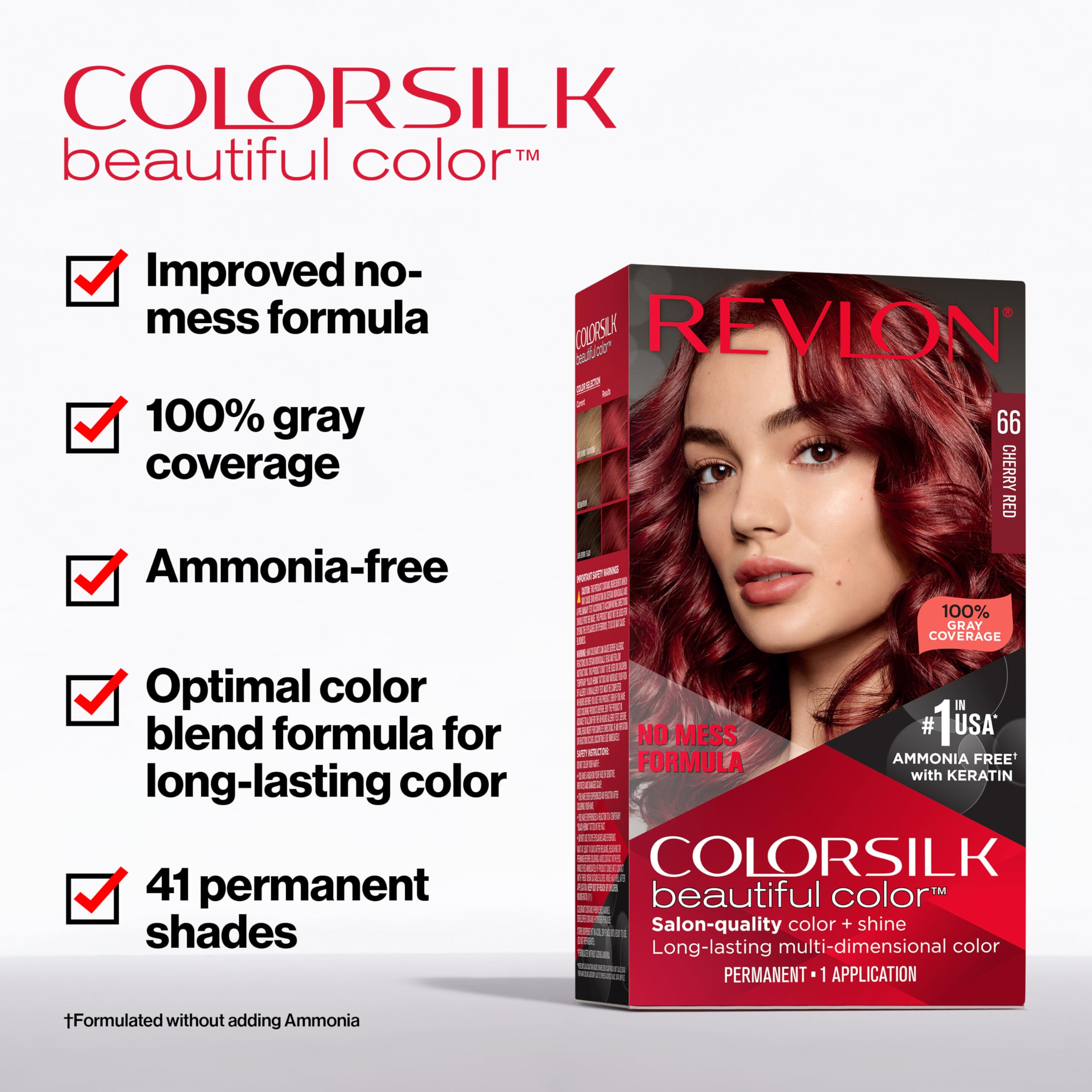 Revlon ColorSilk keratin-enriched dye bottle delivers smoother, shinier results
