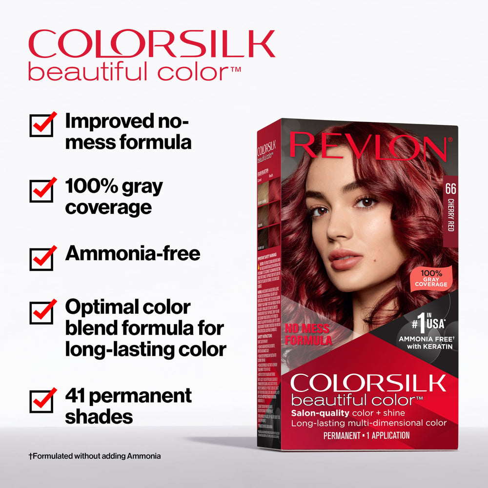 Revlon ColorSilk keratin-enriched dye bottle delivers smoother, shinier results