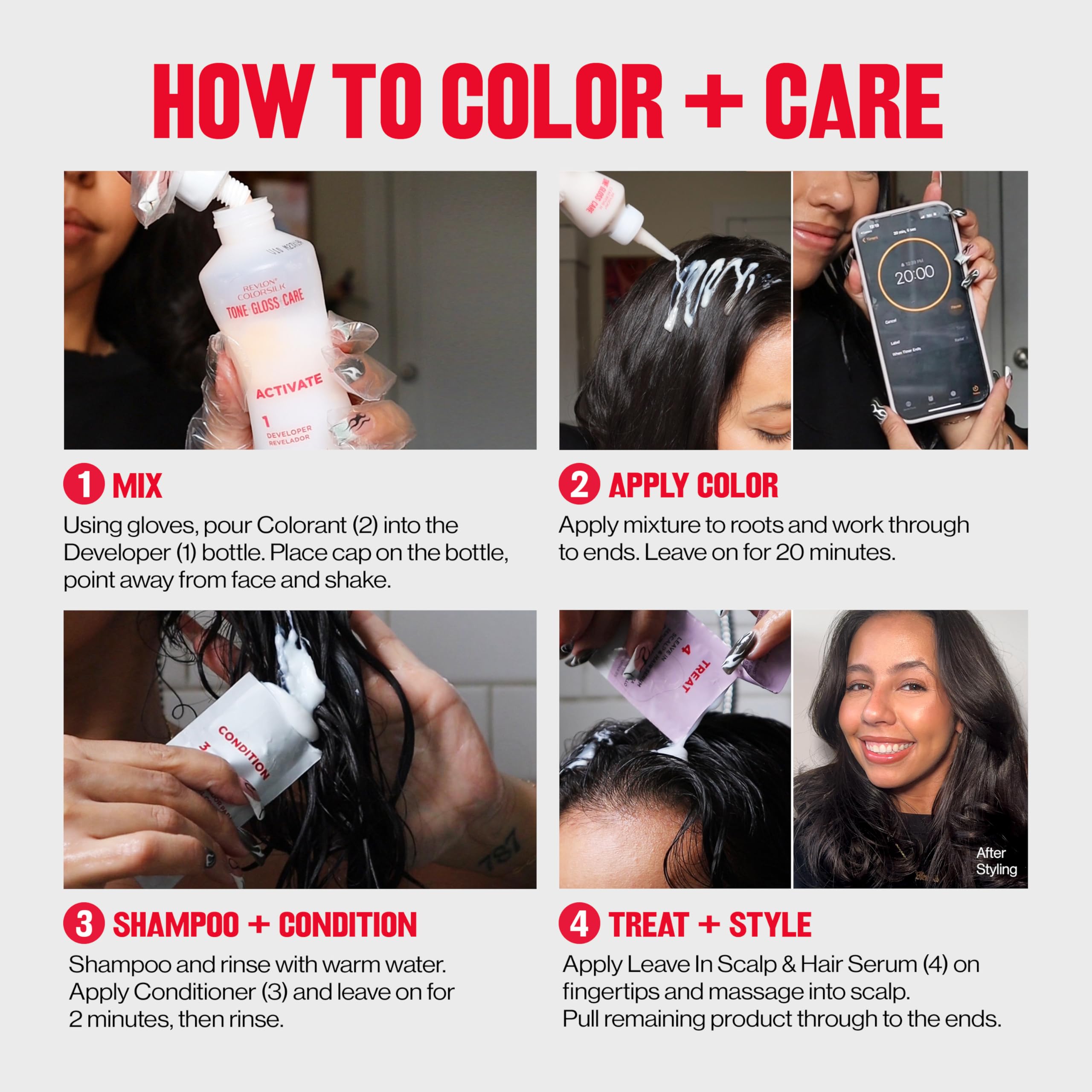 Revlon ColorSilk color result on hair shows dimensional shine.