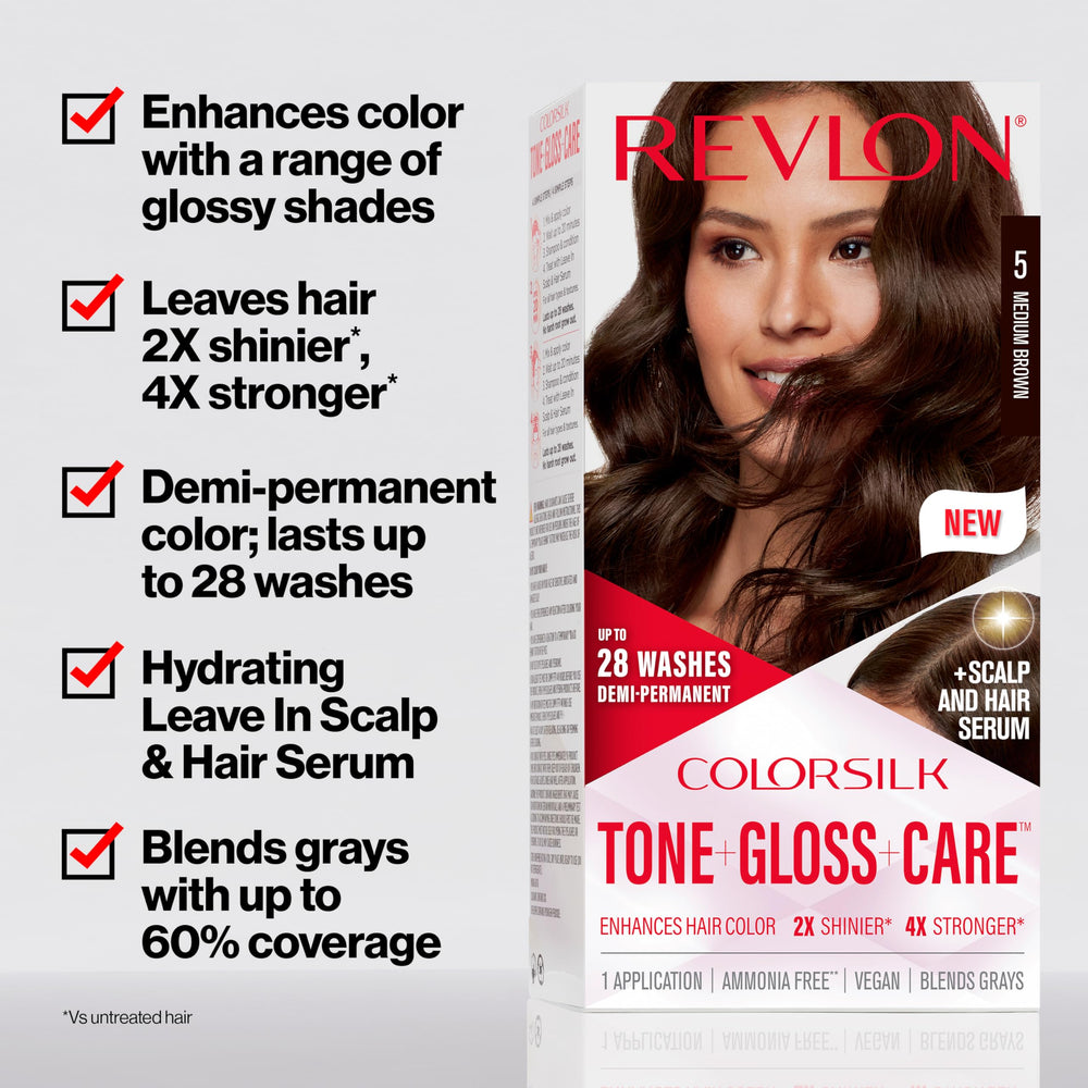 Revlon ColorSilk Tone + Gloss serum drops ready for scalp hydration
