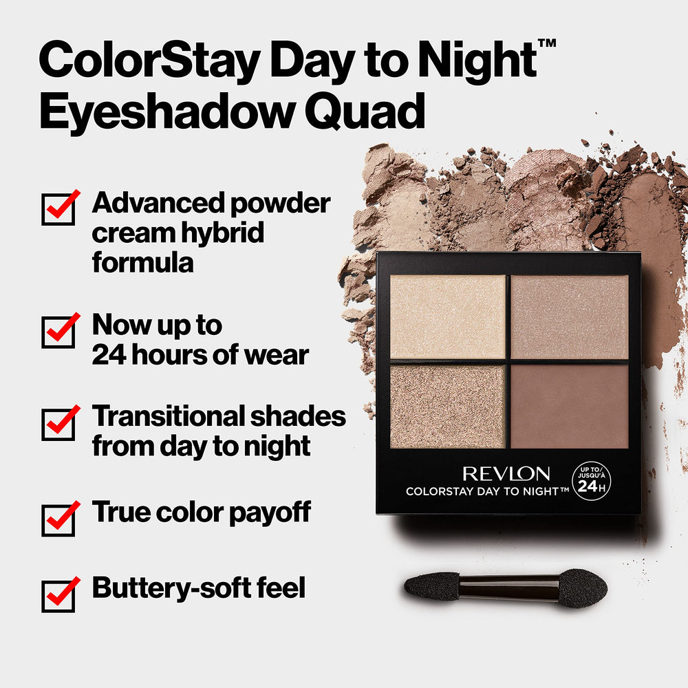 REVLON ColorStay Day to Night Quad brush-application demonstrates buttery-soft texture during blending
