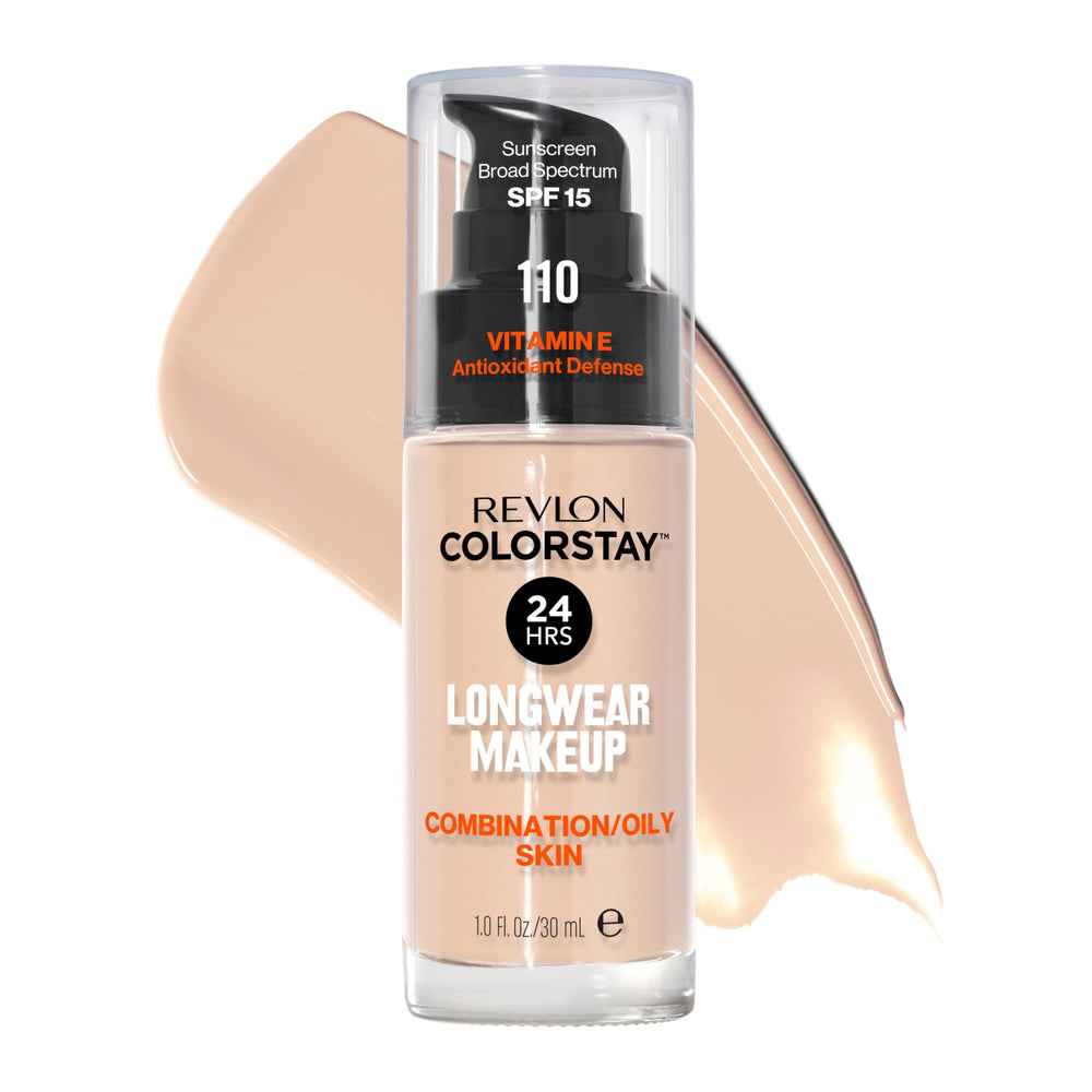 Revlon ColorStay foundation Ivory 110 bottle with SPF 15 for a matte finish.