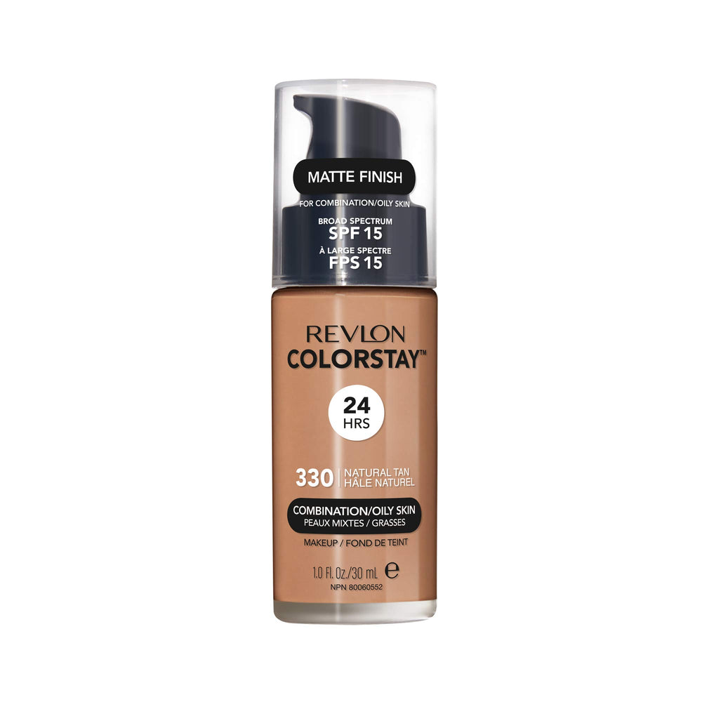 Revlon ColorStay bottle shows oil-free, long-wear finish for all-day confidence.