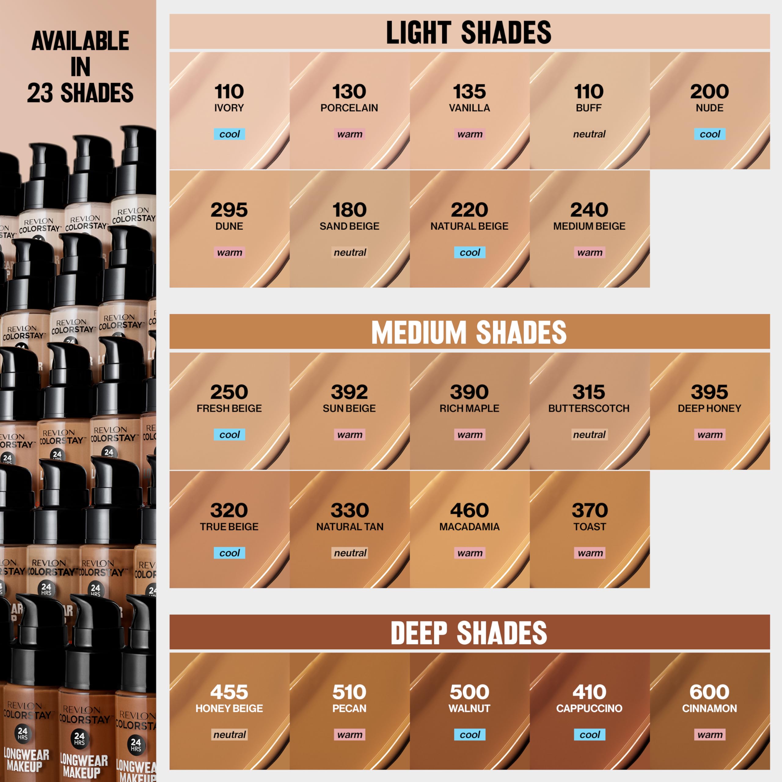 Revlon ColorStay foundation with hyaluronic acid moisturizes the skin.