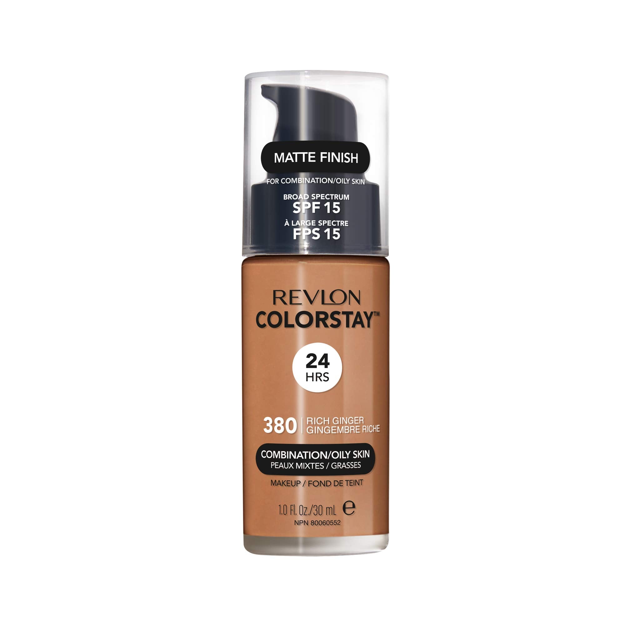REVLON ColorStay Rich Ginger bottle showing oil-free, long-wear coverage