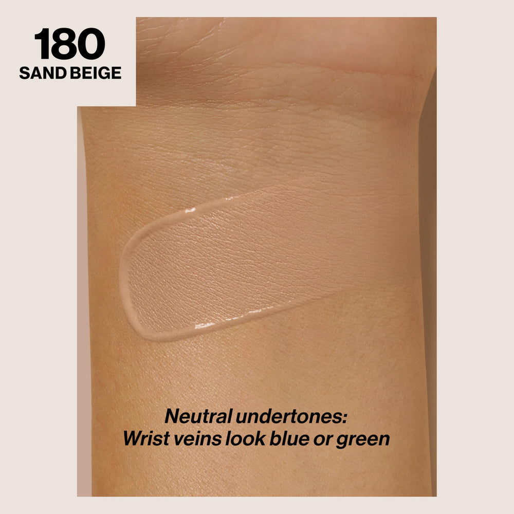 Revlon ColorStay Sand Beige swatch on arm showing even skin tone.