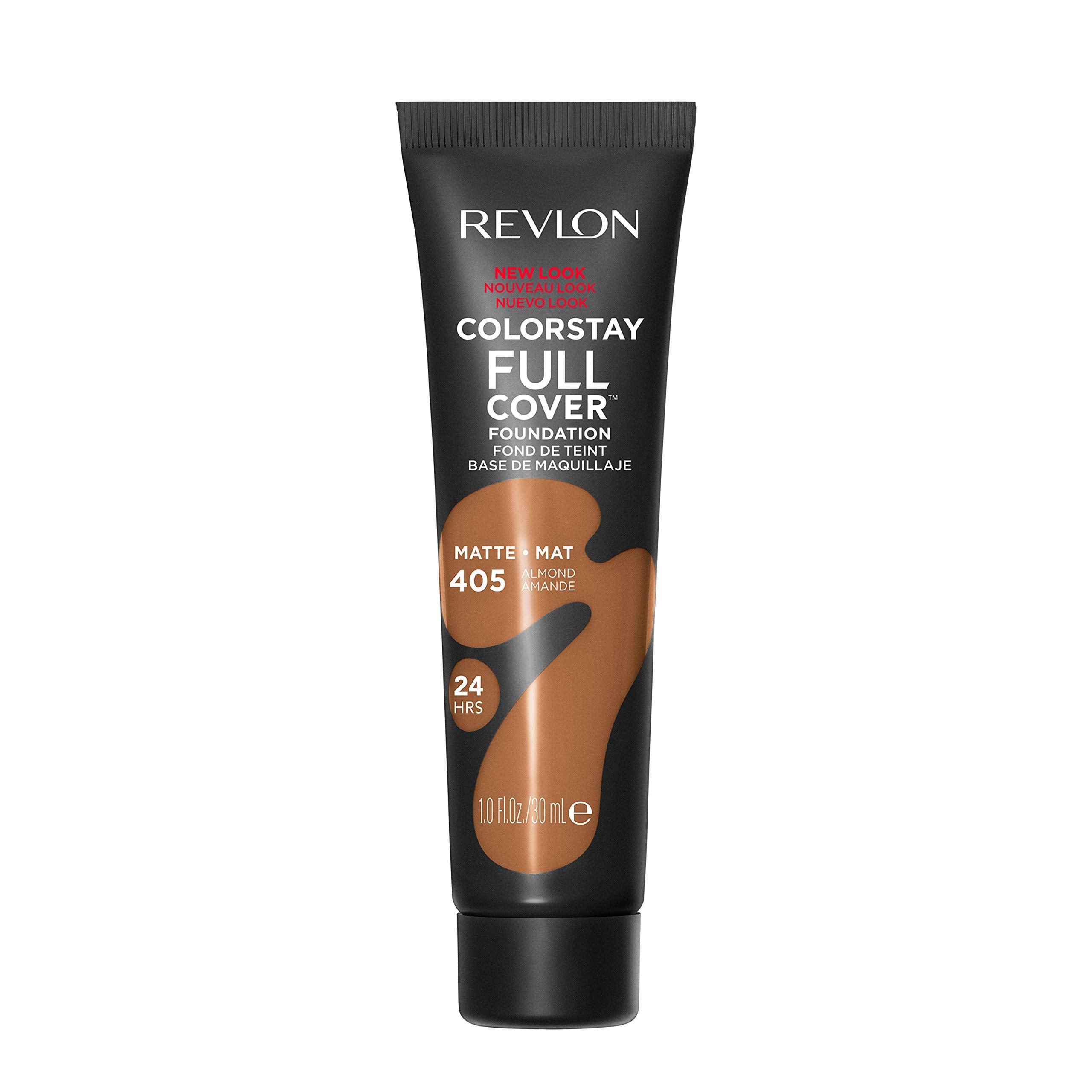 Revlon ColorStay Full Cover Foundation Almond 405 matte, full-coverage look on skin
