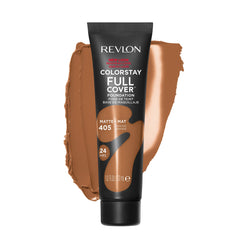 Revlon ColorStay Full Cover Foundation Almond 405 packaging for easy on-the-go use