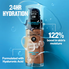 Revlon ColorStay pump bottle demonstrates easy application and durability