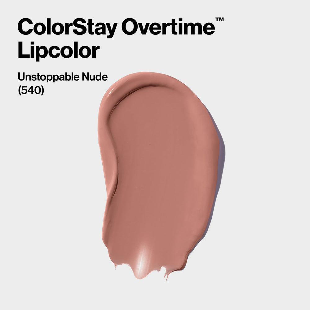 Revlon Lipcolor swatches in unstoppable nude for versatile looks.