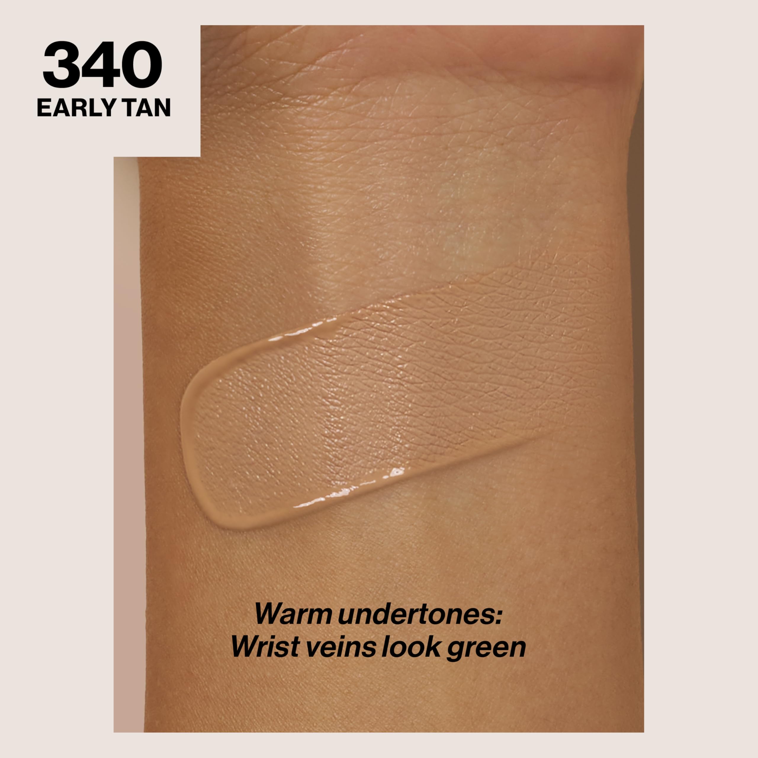 REVLON ColorStay swatches in Early Tan 340 for shade matching.