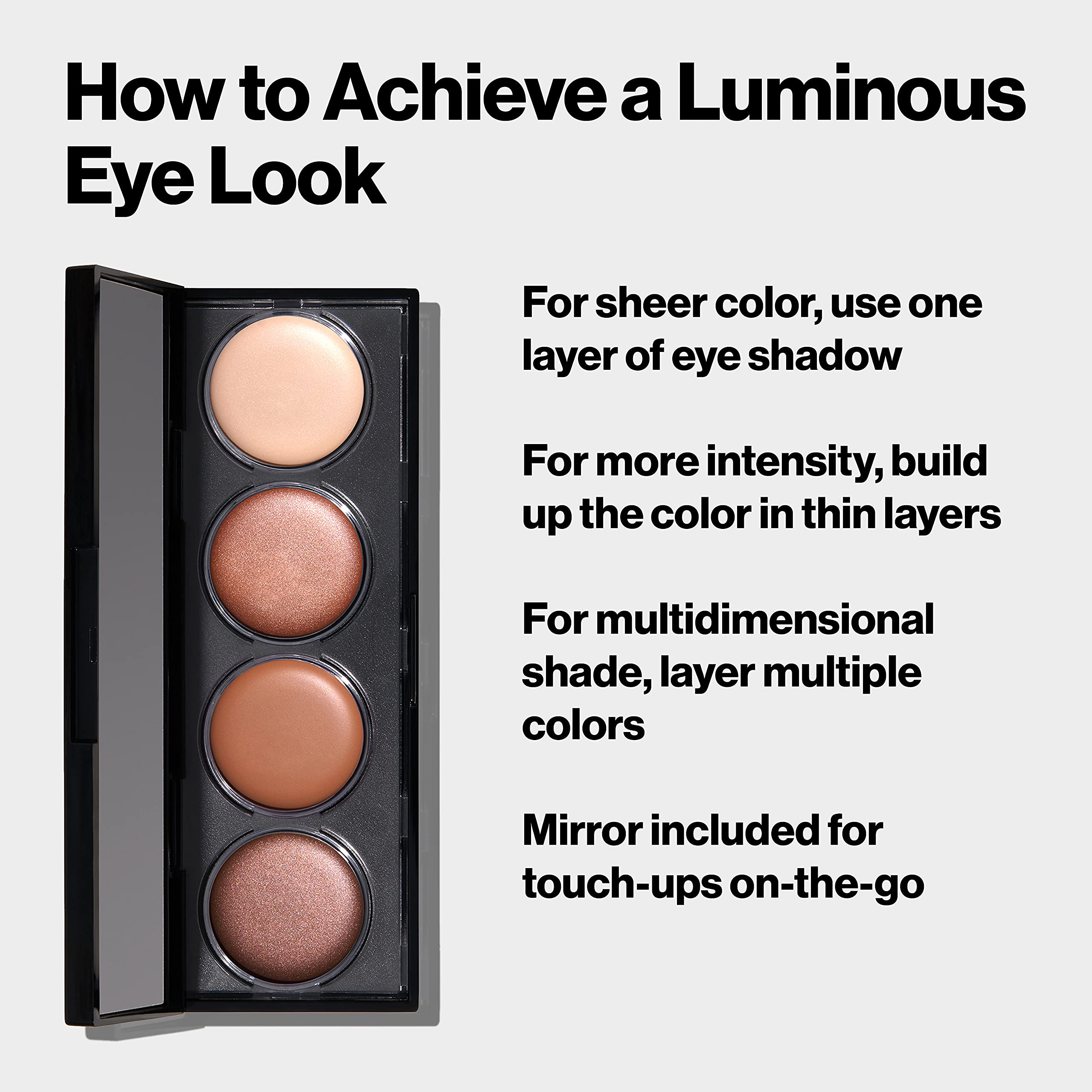 Revlon Illuminance Creme Shadow application on lids for precise color payoff.