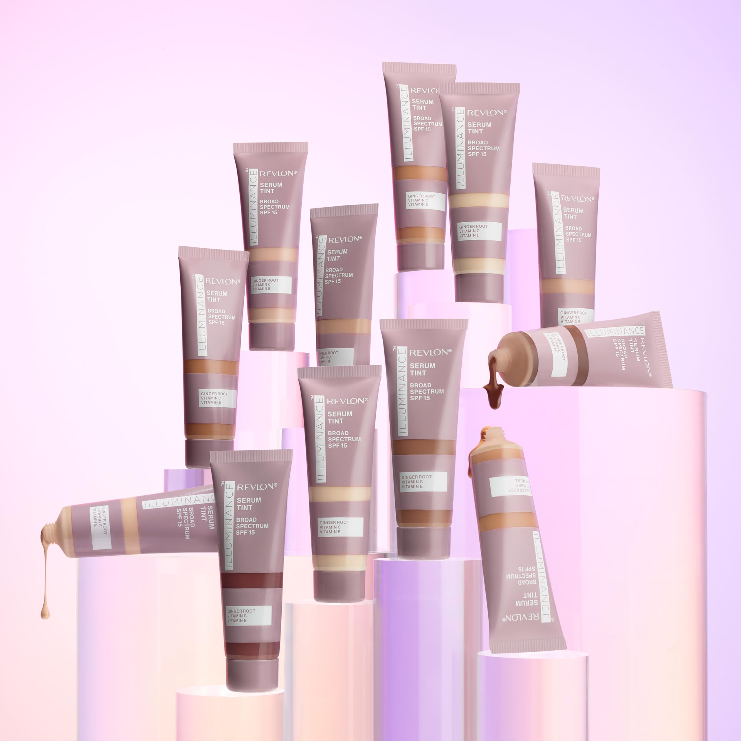 Ingredients display for REVLON Illuminance Serum Tint: Ginger Root Extract and Hyaluronic Acid