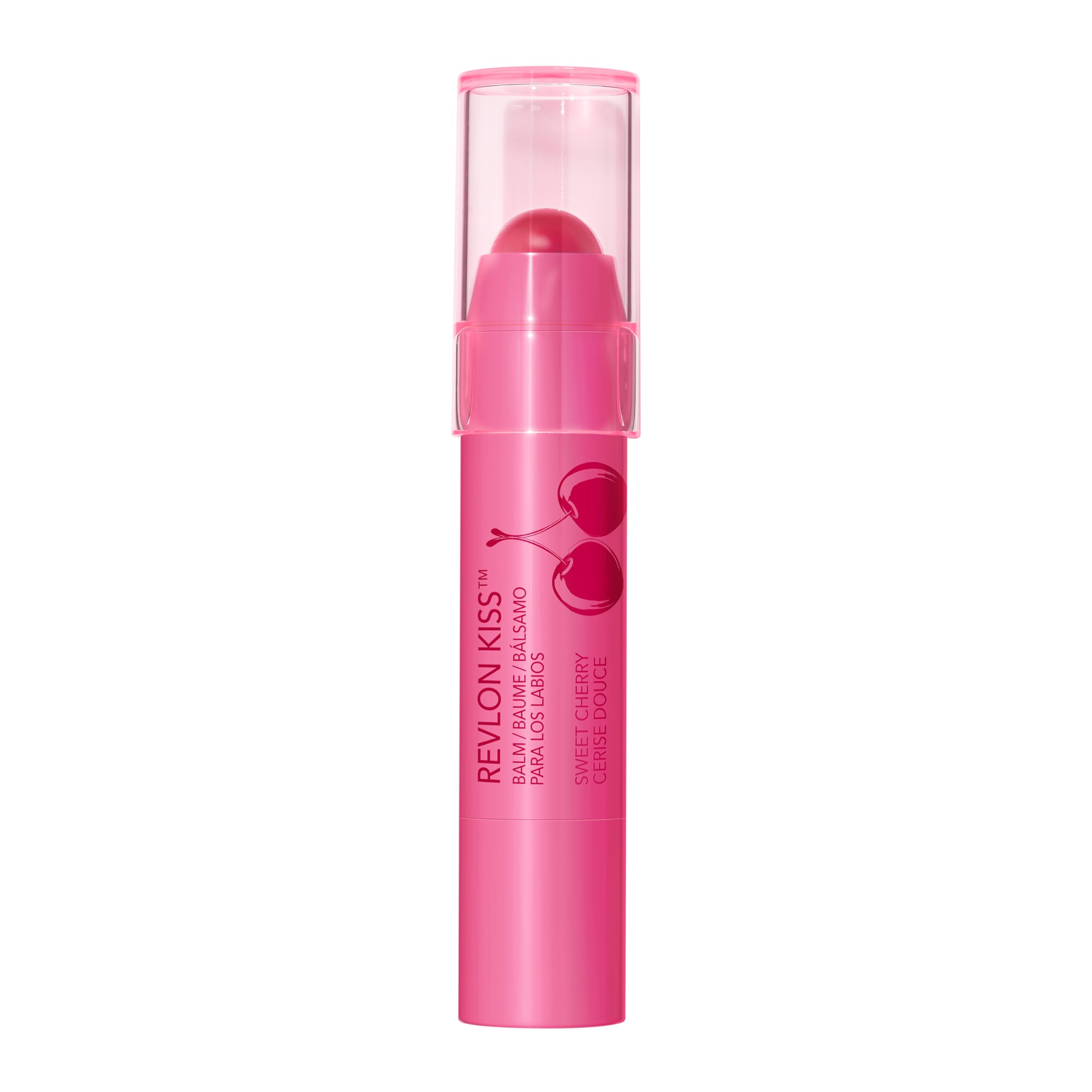 Revlon Kiss packaging close-up highlights compact, portable lip care.