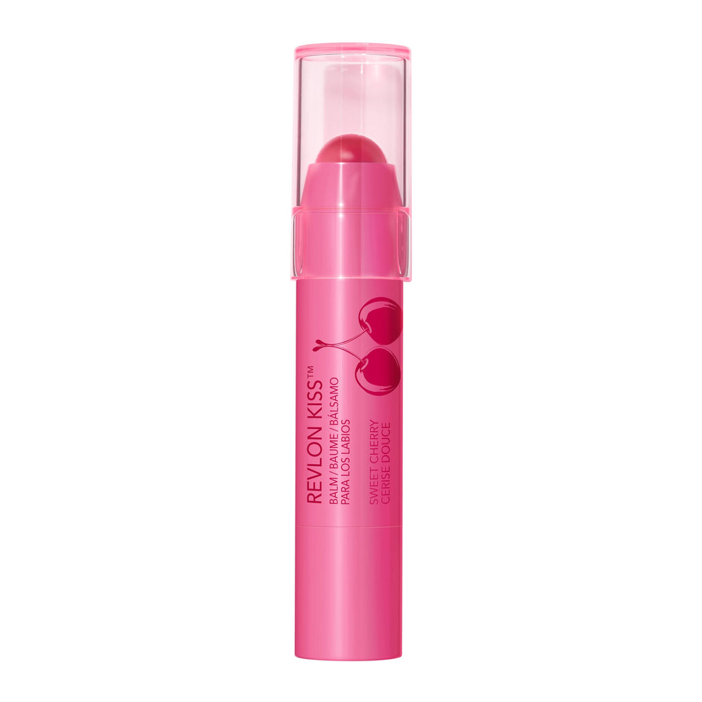 Revlon Kiss packaging close-up highlights compact, portable lip care.