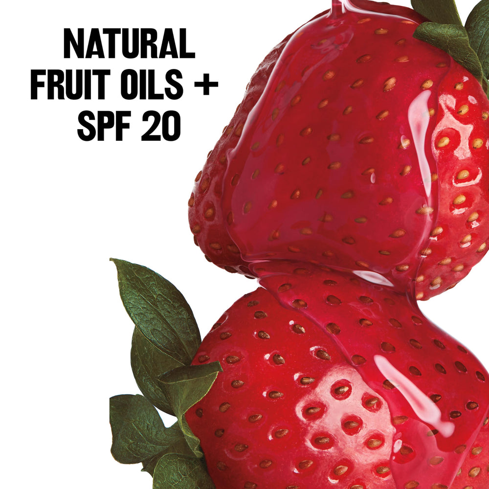 Fresh Strawberry flavor from REVLON Kiss Tinted Lip Balm adds fruity aroma and moisture.