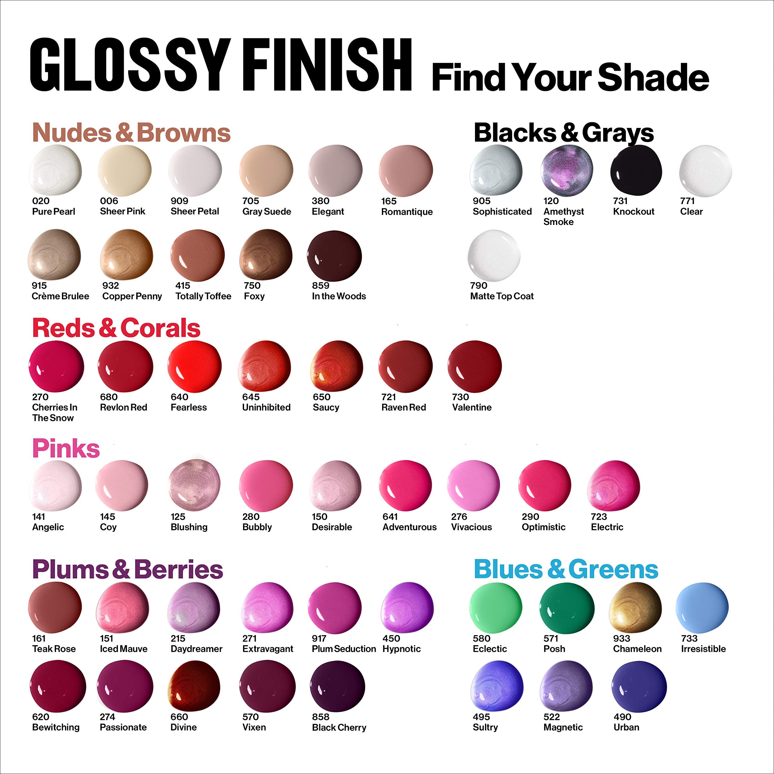 Revlon High Shine finish adds a glossy, polished look.