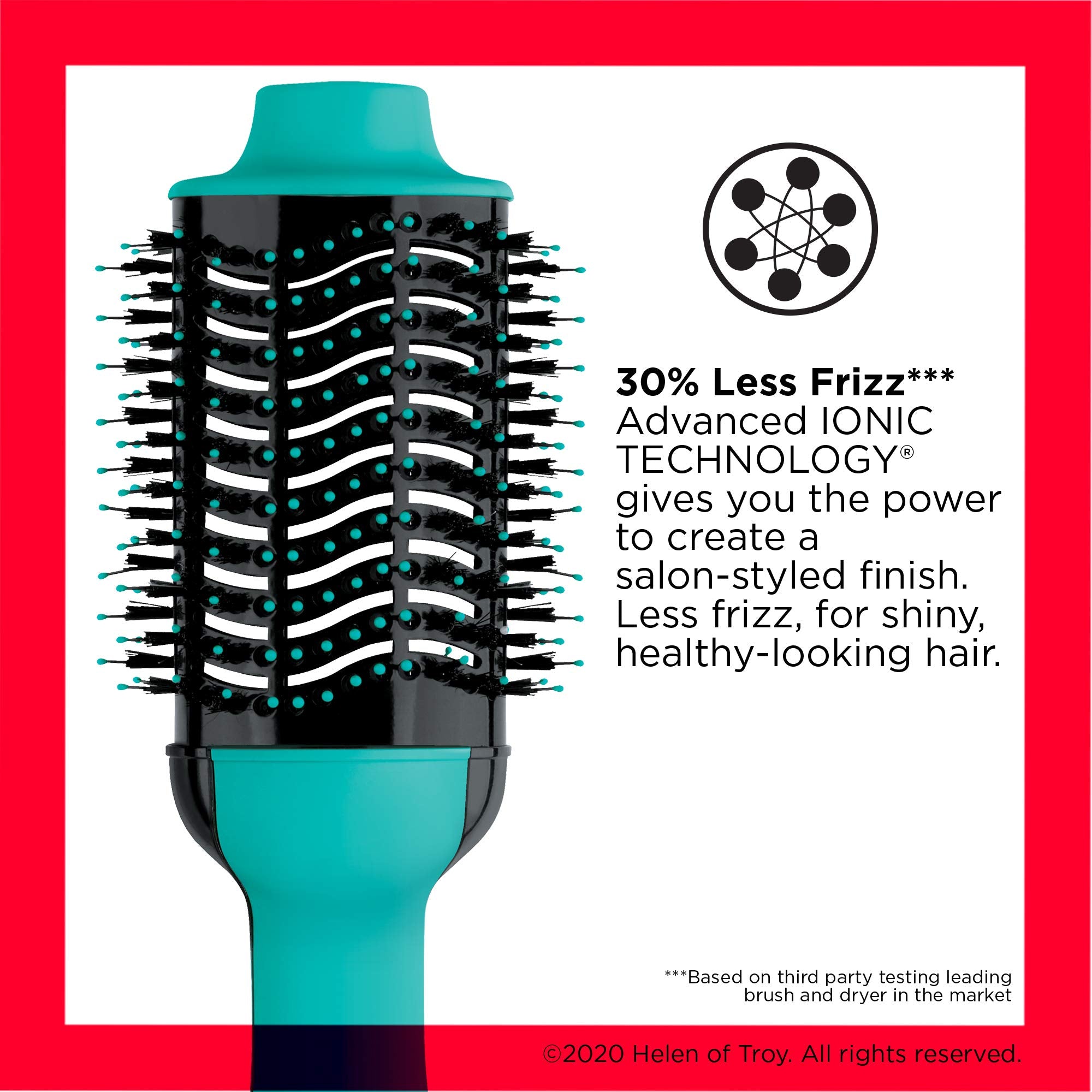 REVLON One Step Volumizer turquoise close-up highlights detangling bristles