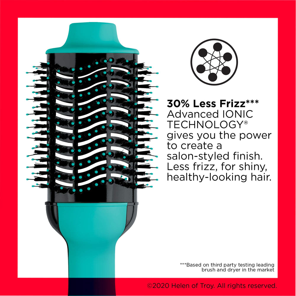 REVLON One Step Volumizer turquoise close-up highlights detangling bristles