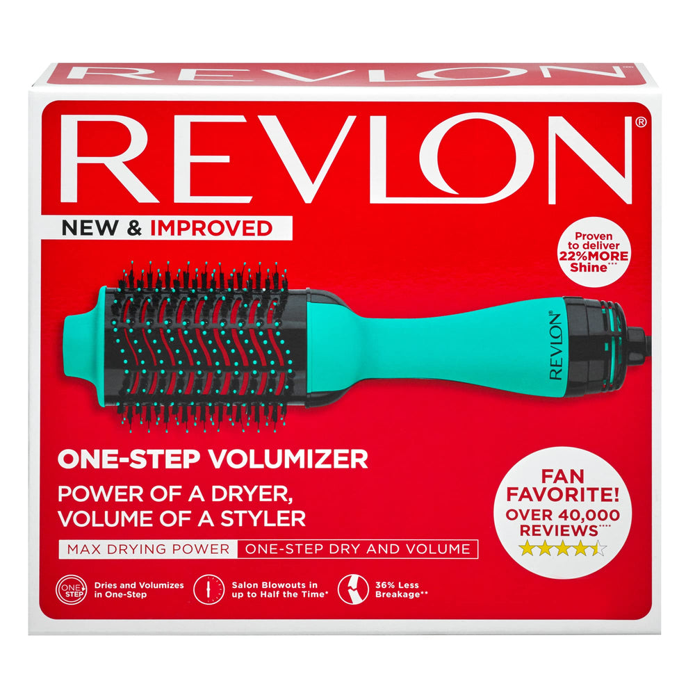 REVLON One Step Volumizer ergonomic turquoise design for easy handling