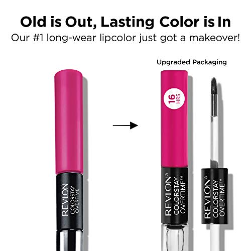 Revlon Overtime Lipcolor packaging and brush display ease of use.