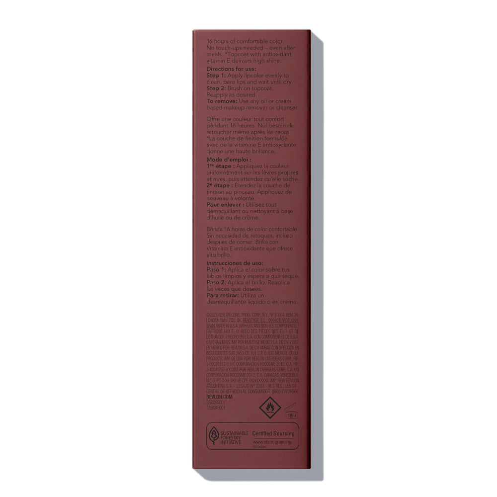 Revlon Overtime Lipcolor lip gloss top coat sealed for moisture.