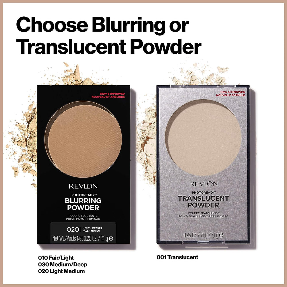 Revlon PhotoReady Powder Light Medium packaging showcases portable shade 020.