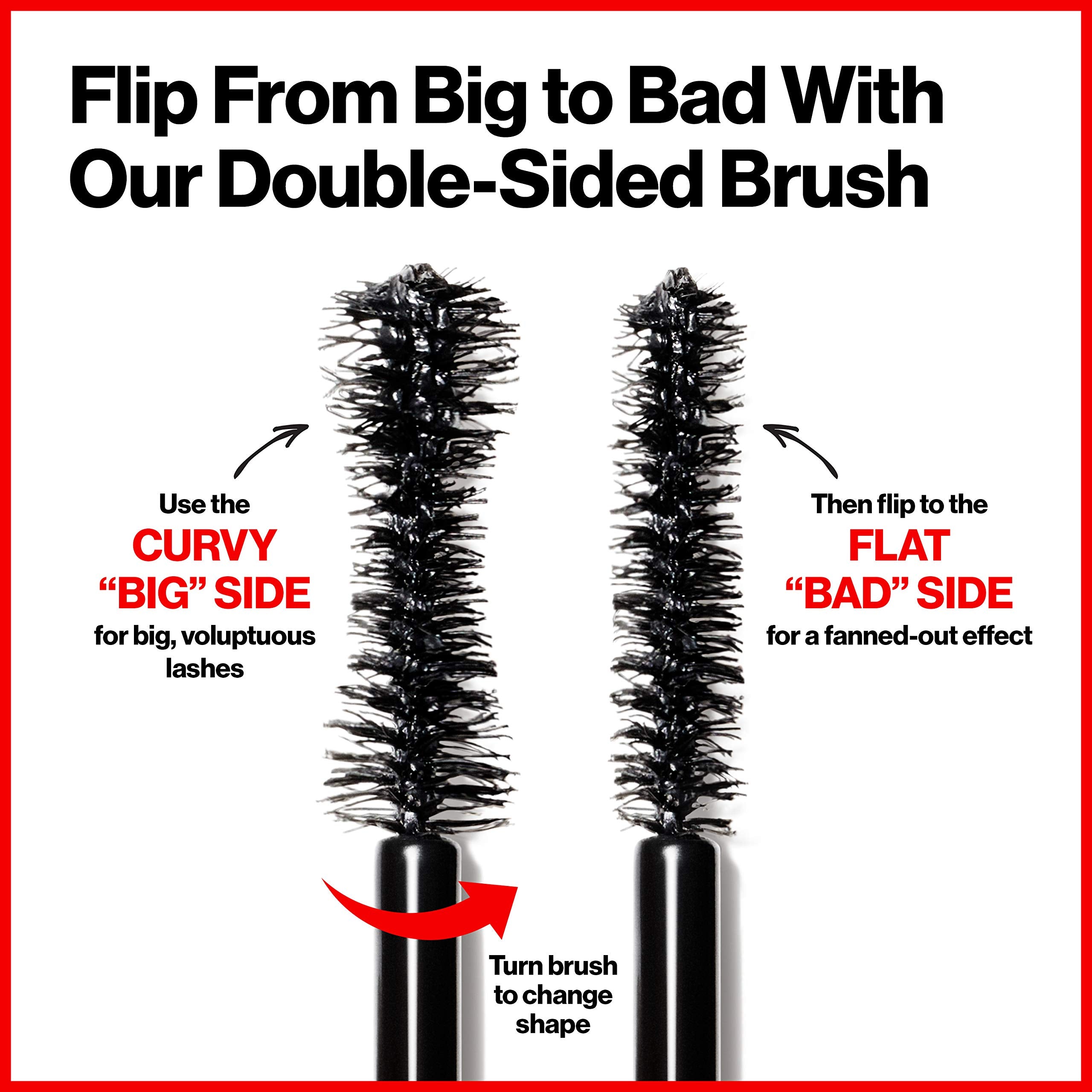 Revlon So Fierce wand close-up emphasizes curved and flat sides for even coating.